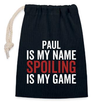 Paul est mon nom Spoiling est mon jeu - Sac cadeau en coton avec cordon (14 x 20 cm) - bleu marine - Devant