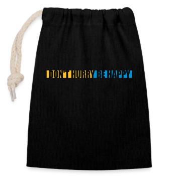 Don't hurry be happy - Closable cotton gift bag (14x20cm) - black - Front