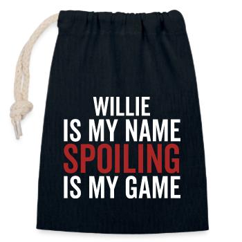 Willie ist mein Name Verderben ist mein Spiel - Verschließbarer Geschenkbeutel aus Baumwolle (14x20cm) - Navy - Vorne