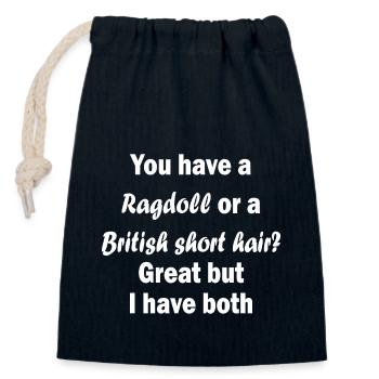 Ragdoll/British Short Hair - Verschließbarer Geschenkbeutel aus Baumwolle (14x20cm) - Navy - Vorne