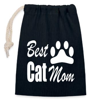 Meilleure maman chat - Sac cadeau en coton avec cordon (14 x 20 cm) - bleu marine - Devant
