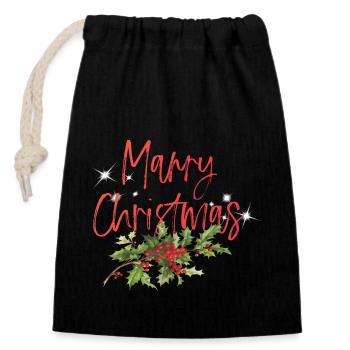 Marry Christmas - Closable cotton gift bag (14x20cm) - black - Front