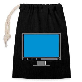 Design Screen Display Computer - Closable cotton gift bag (14x20cm) - black - Front