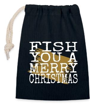 Tournois de pêche T-shirts de pêche à l’achigan - Sac cadeau en coton avec cordon (14 x 20 cm) - bleu marine - Devant
