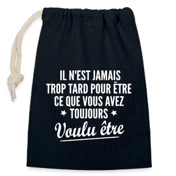 citation motivation - Sac cadeau en coton avec cordon (14 x 20 cm) - bleu marine - Devant