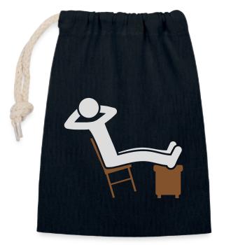 Chillen Mann Stuhl Icon - Verschließbarer Geschenkbeutel aus Baumwolle (14x20cm) - Navy - Vorne