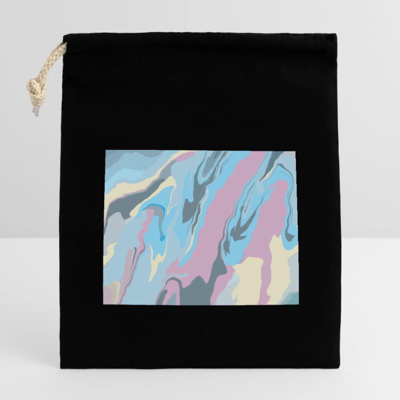 Conception joyeuse et colorée de l’arc-en-ciel dans des couleurs pastel Sac cadeau en coton avec cordon (14 x 20 cm)