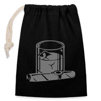 Cigare - Sac cadeau en coton avec cordon (14 x 20 cm) - noir - Devant