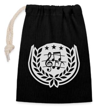 Emblème Partition de Musique Clef de Musique - Sac cadeau en coton avec cordon (14 x 20 cm) - noir - Devant