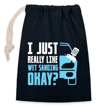 J’aime vraiment mouiller le sable, d’accord? Technologie de carrosserie automobile - Sac cadeau en coton avec cordon (14 x 20 cm) - bleu marine - Devant