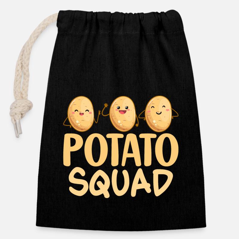 Potato Squad Vegetable Potatoes - Verschließbarer Geschenkbeutel aus Baumwolle (14x20cm) - Schwarz