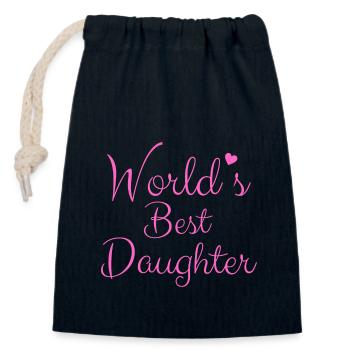 Best Daughter of the World - Sac cadeau en coton avec cordon (14 x 20 cm) - bleu marine - Devant