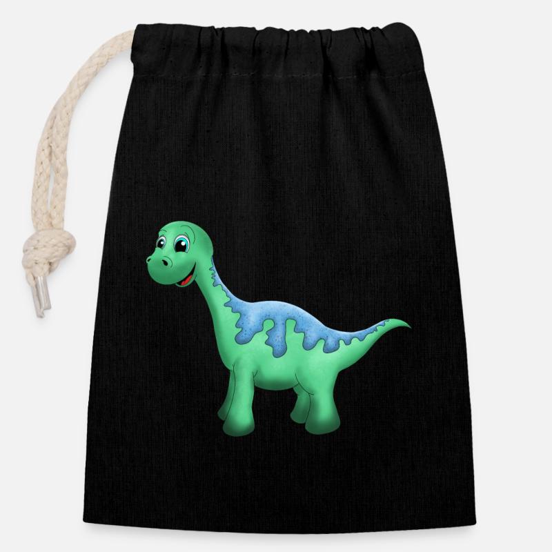 Lieber Dinosaurier. - Verschließbarer Geschenkbeutel aus Baumwolle (14x20cm) - Schwarz