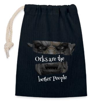 Orcs are the better People - Closable cotton gift bag (14x20cm) - navy - Front