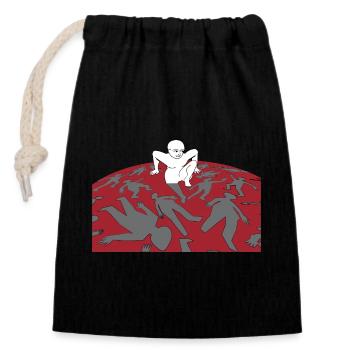 Rethinking Breaking new ground - Closable cotton gift bag (14x20cm) - black - Front