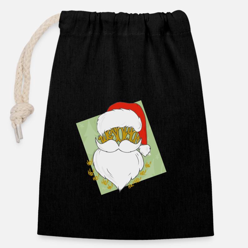 Nicholas HohoHO ! - Sac cadeau en coton avec cordon (14 x 20 cm) - noir