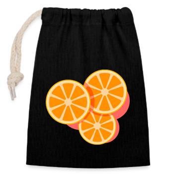 Orangen - Verschließbarer Geschenkbeutel aus Baumwolle (14x20cm) - Schwarz - Vorne