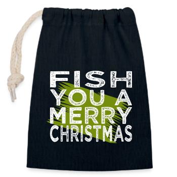 funny quote fun fishing rod bubaprints - Closable cotton gift bag (14x20cm) - navy - Front