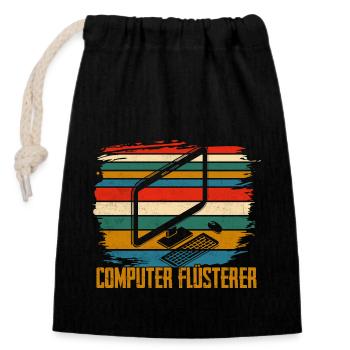 Computer Flüsterer IT Programmierer - Verschließbarer Geschenkbeutel aus Baumwolle (14x20cm) - Schwarz - Vorne