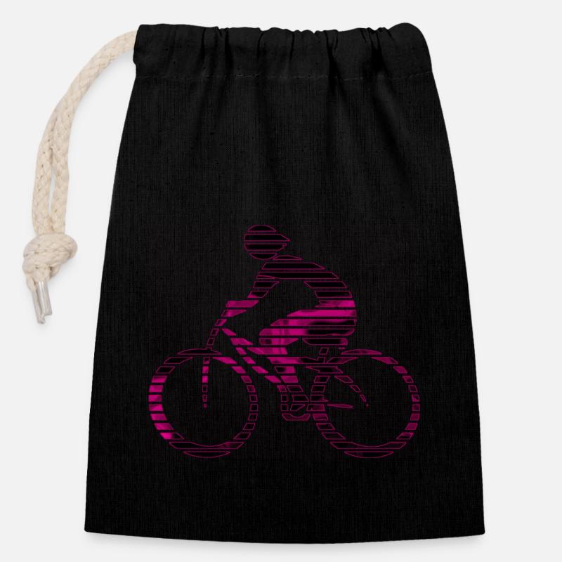 Radfahrer - Verschließbarer Geschenkbeutel aus Baumwolle (14x20cm) - Schwarz