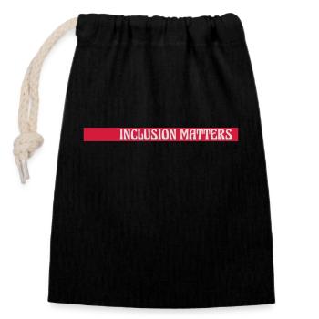 inclusion matters Logo Quote - Closable cotton gift bag (14x20cm) - black - Front