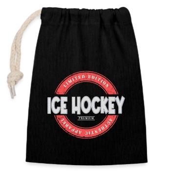 Eishockey Eishockeyspieler Schrift Vintage Retro - Verschließbarer Geschenkbeutel aus Baumwolle (14x20cm) - Schwarz - Vorne