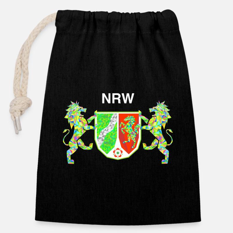 NRW Team Symbol - Verschließbarer Geschenkbeutel aus Baumwolle (14x20cm) - Schwarz