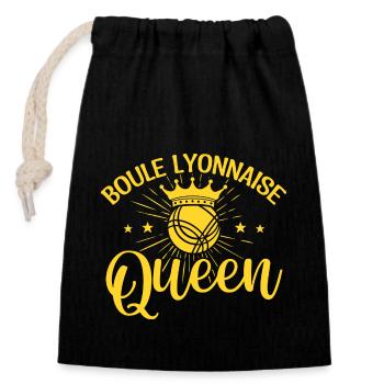 Boule Lyonnaise Queen - Sac cadeau en coton avec cordon (14 x 20 cm) - noir - Devant