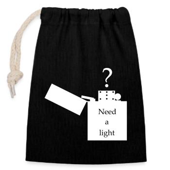 Lighter - picture with lettering - Closable cotton gift bag (14x20cm) - black - Front