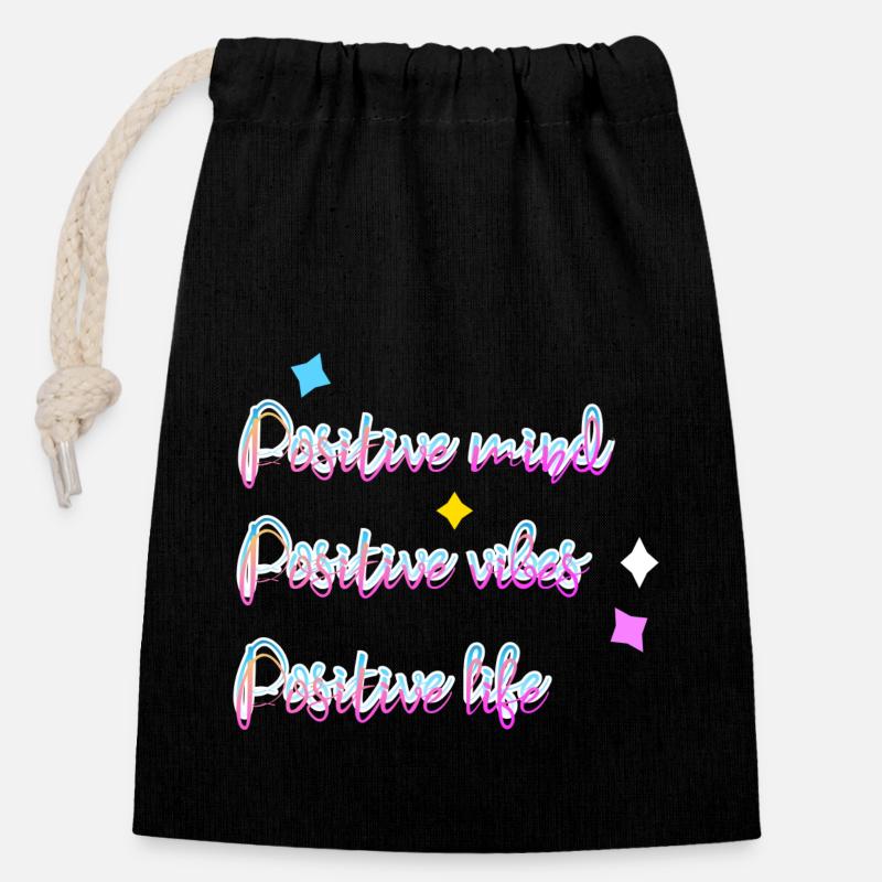 Positive - Closable cotton gift bag (14x20cm) - black