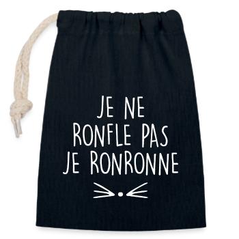je ne ronfle pas je ronronne - Sac cadeau en coton avec cordon (14 x 20 cm) - bleu marine - Devant