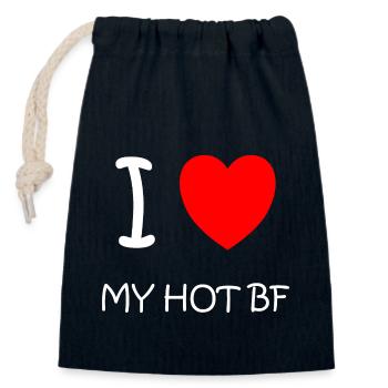 Express your love with our 'I love my BF' Design - Closable cotton gift bag (14x20cm) - navy - Front