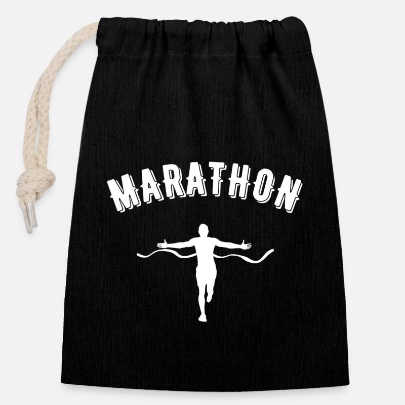 marathon - Sac cadeau en coton avec cordon (14 x 20 cm) - noir