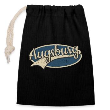 Augsburg Deutschland Vintage Typografie - Verschließbarer Geschenkbeutel aus Baumwolle (14x20cm) - Schwarz - Vorne