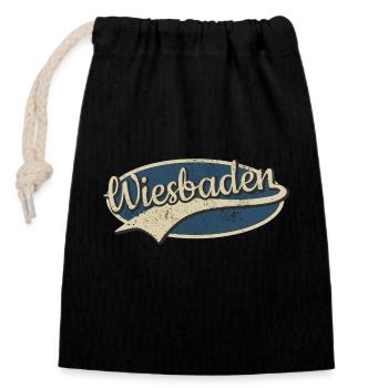 Wiesbaden Deutschland Vintage Typografie - Verschließbarer Geschenkbeutel aus Baumwolle (14x20cm) - Schwarz - Vorne