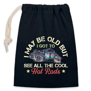 Hot Rods - Voitures classiques - Sac cadeau en coton avec cordon (14 x 20 cm) - bleu marine - Devant