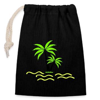 Palm trees - Closable cotton gift bag (14x20cm) - black - Front