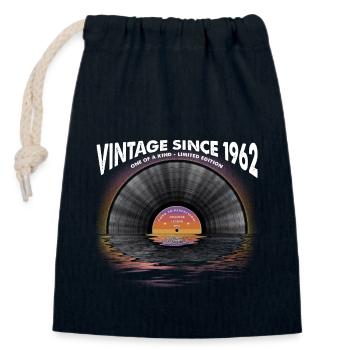 Vintage seit 1962 Retro Disco Music Vintage - Verschließbarer Geschenkbeutel aus Baumwolle (14x20cm) - Navy - Vorne