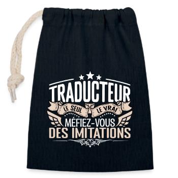 Traducteur le seul Traducteur le vrai Traducteur - Sac cadeau en coton avec cordon (14 x 20 cm) - bleu marine - Devant
