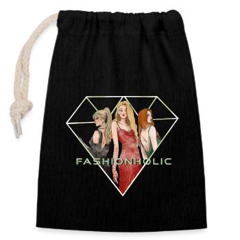 Accro de la mode - Sac cadeau en coton avec cordon (14 x 20 cm) - noir - Devant