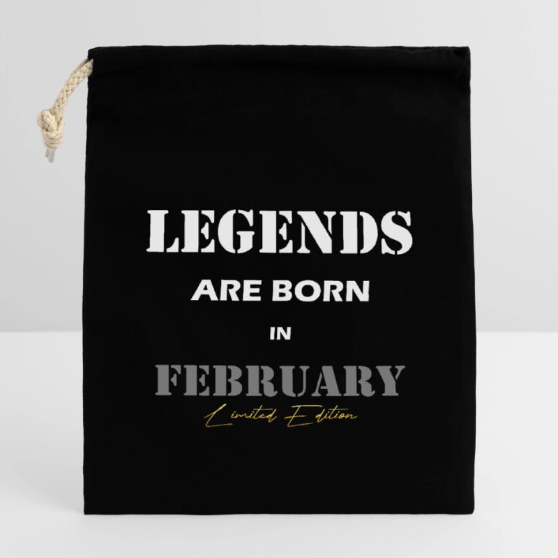 Février Legends Gift blanc Sac cadeau en coton avec cordon (14 x 20 cm)