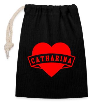 Catharina Herzen - Closable cotton gift bag (14x20cm) - black - Front