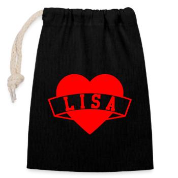 Lisa Herzen - Sac cadeau en coton avec cordon (14 x 20 cm) - noir - Devant