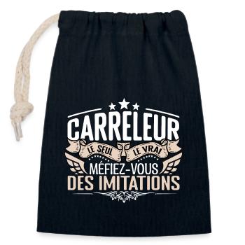 Carreleur le seul Carreleur le vrai Carreleur - Sac cadeau en coton avec cordon (14 x 20 cm) - bleu marine - Devant