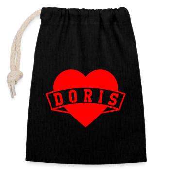 Doris Herzen - Sac cadeau en coton avec cordon (14 x 20 cm) - noir - Devant