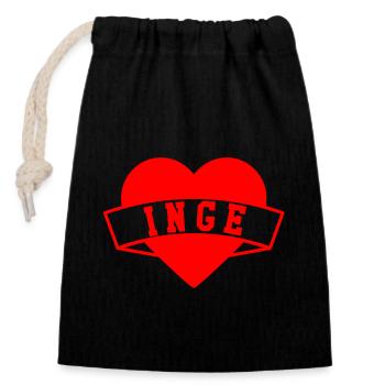Inge Herzen - Sac cadeau en coton avec cordon (14 x 20 cm) - noir - Devant