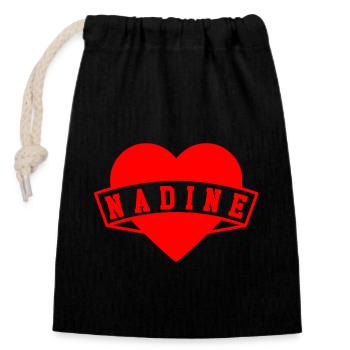 Nadine Herzen - Sac cadeau en coton avec cordon (14 x 20 cm) - noir - Devant
