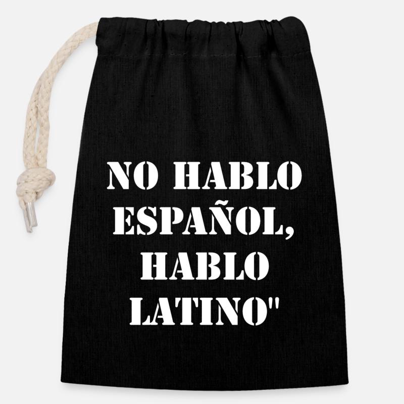Ich spreche nicht Spanisch ich spreche Latino - Verschließbarer Geschenkbeutel aus Baumwolle (14x20cm) - Schwarz