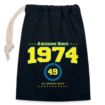 Awesome 1974 Shirt für Männer Frauen 49 Jahre alt 49. - Verschließbarer Geschenkbeutel aus Baumwolle (14x20cm) - Navy - Vorne
