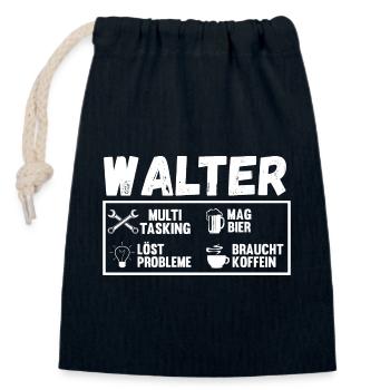 Walter - Verschließbarer Geschenkbeutel aus Baumwolle (14x20cm) - Navy - Vorne